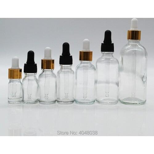Empty Essential Oil bottle Clear Glass Dropper Bottle Glass Packing Container 5ml-100ml Dropper Vial Bottles 10pcs/20pcs/30pcs