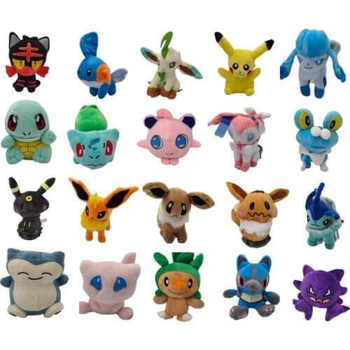 100Pieces 40 Styles Pikachu Bulbasaur Dragonite Squirtle Charmander Gengar Snorlax Eevee Plush Toys For Kids Collection Gift Toy