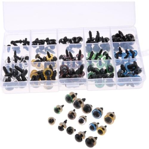 150 Pcs/box Round Plastic Safety Eyes 3D Handmade DIY Accessories for Kid Puppet Doll Teddy Bear Plush Animal Toys Eyes 6-12mm