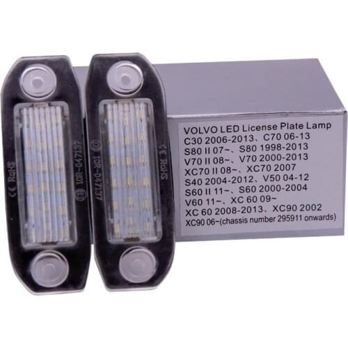 2Pcs Canbus No Error LED License Plate Light for Volvo S80 XC90 S40 V60 XC60 S60 C70 V50 XC70 V70 Number Lamp