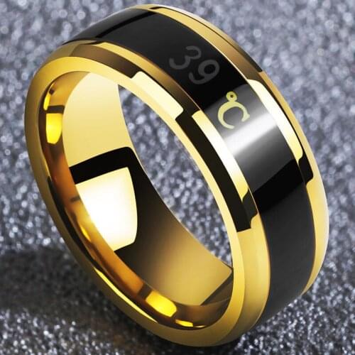 2021 Smart Sensor Body Temperature Ring Stainless Steel Fashion Display Real-Time Temperature Test Finger Rings, A Drop Shipping