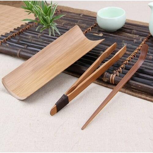 3pcs/set Bamboo Tea Set Chaze Tea tongs/clamp Tea Needle Chinese Kung Fu tea Accessories Tools Handmade Natural