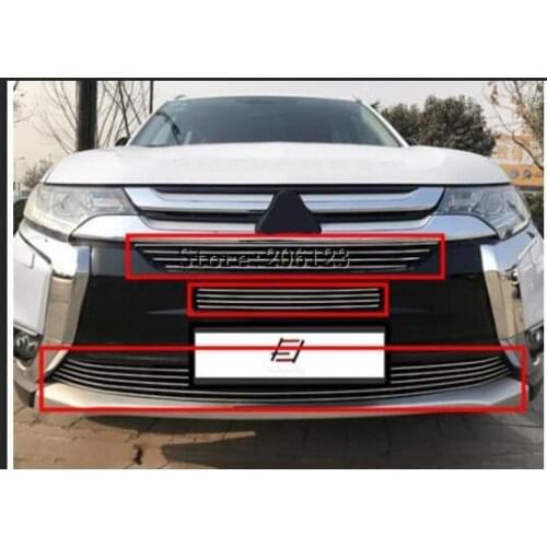 3 pcs stainless steel Front Grille Around Trim Racing Grills Trim For 2016 2017 for Mitsubishi Outlander