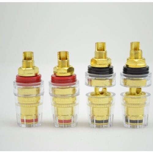 4Pcs Brass Gold Plated 4MM Banana Plug Terminal Binding Post for Speaker Amplifier High Quality Red and Black