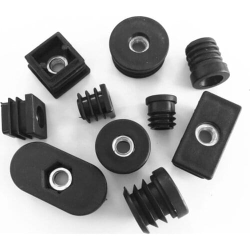 10pcs M8 plastic furniture leg pipe hole plugs with nut Black Blanking End cover chair leg caps protector Furniture Accessories