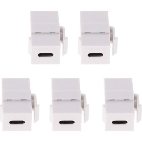5Pack White USB-C Type-C Keystone Jacks Insert Connector Converter with Dust Cover Protector
