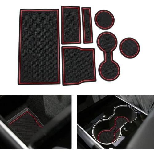 7Pcs/set For Tesla Model 3 2007~2019 Gate Slot Pad Door Groove Mat Car Interior Decorative Center Console Cup Holder Accessories
