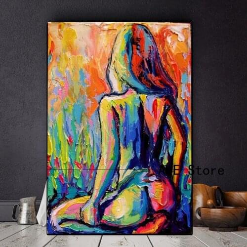 Abstract Colourful Sexy and Naked Womens Picture Canvas Painting Oil Painting Morden Wall Poster Art in Living room Home Decor