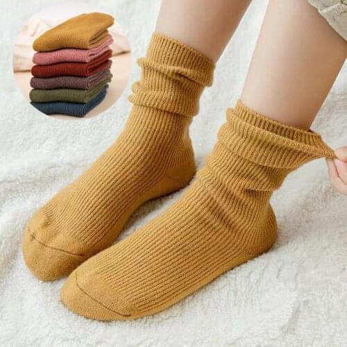 Children Wool Socks Winter Warm Thick Kids Thick Socks Baby Girls Boys Solid Color Socks Toddler Girl Knee High Socks 1-12Y