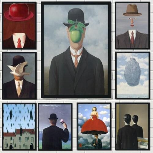 Surrealism Classic Artwork Rene Magritte Canvas Painting Reproduction Posters and Print Wall Art Picture for Living Room Cuadros