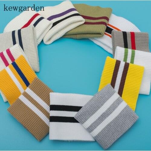 Kewgarden 6*9CM Stripe Rib Cuff Garment Accessories Stretch Knit Thread Fabric Pants foot Closing Ribbed 2Pcs/ Lot