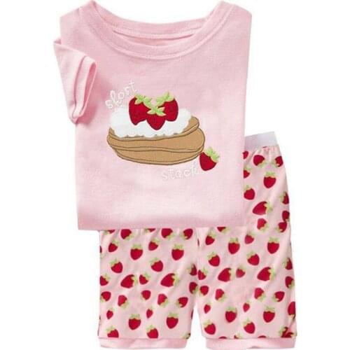 New Summer Baby Girls Clothes Suits Cotton Children Sleepwear Sets Pink White Boys T-Shirts Shorts Pants Pajamas 2pcs