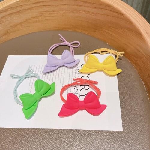 Korean Miss Sister Fresh Three-dimensional Bowknot Hair Tie Simple Temperament Hair Rope Candy Color Ball Head Rope Scrub