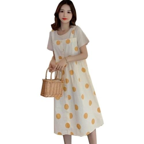 Summer Dress Woman Maternity Clothes for Pregnant Women Loose Dot Fashion Dress Short Dresses Women Pregnancy Plus Size Dresses
