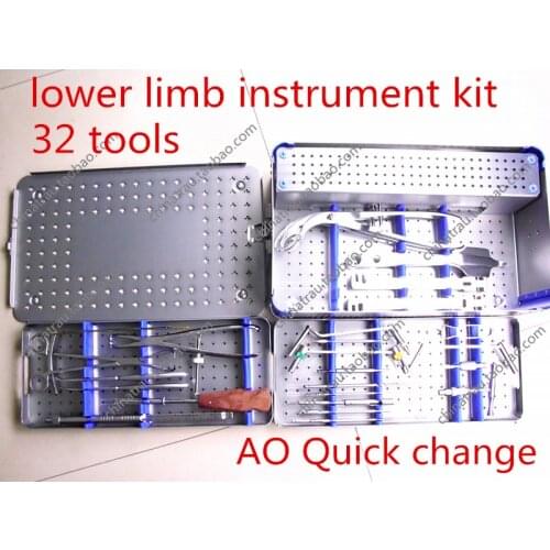 Medical orthopedic instrument lower limb instrument kit Femoral tibia 4.5 6.5 bone screw plate set install Extractor Ao connect