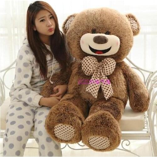 Happy smile teddy bear, bowtie bear large 120cm plush toy soft hugging pillow birthday gift h981
