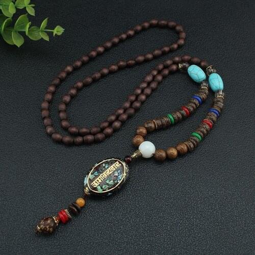 Fashion Nepal Long Buddha necklace Wood Beaded Pendant & Necklaces for Women Ethnic Bohemian Lucky India Jewelry