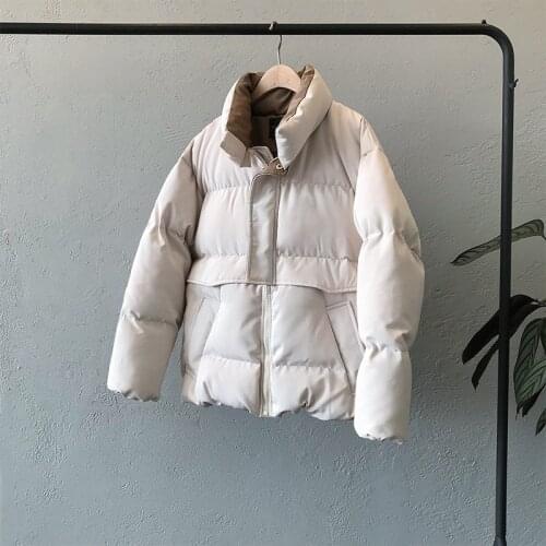 2021 New Winter Cotton-padded Female Korean Version of Loose Bread Clothing Collar Padded Warm Parkas Puffer Jacket Female