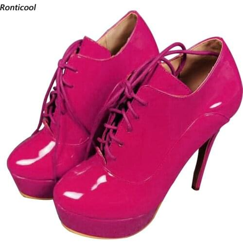 Ronticool New Arrival Handmade Women Spring Pumps Sexy Stiletto Heels Round Toe 11 Colors Party Shoes Women US Plus Size 5-15