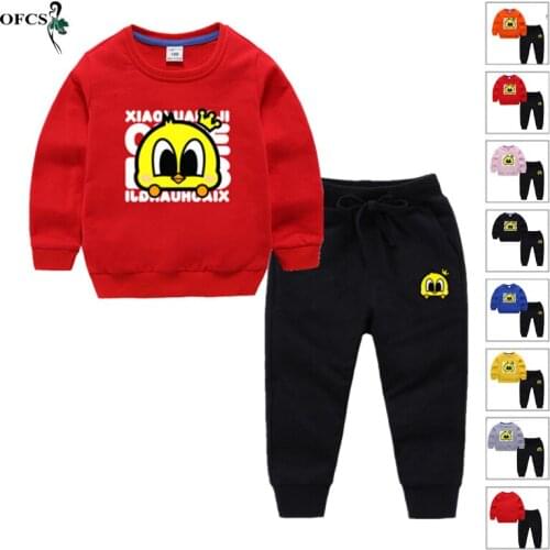 New Design Boys Girl Clothes Cartoon Suits Casual Baby Cotton Hoodies Male Sweatshirt + Pants Sets Spring Kids Childrens Tracks