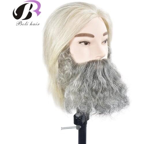 Hairdressing Training Head With Real Human Hair Mannequin Doll Head For Beard Cutting Practice Training Dummy Head