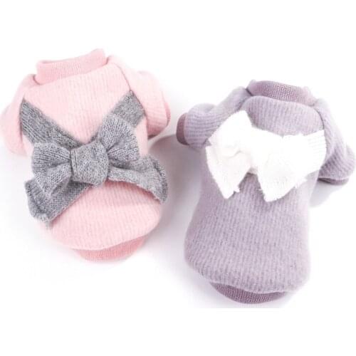 Lovely Pet Dog Clothes Four Seasons Bowknot Coat For Dogs Cats Korean Puppy Chihuahua Kitten Knitted Sweater Breathable Jacket