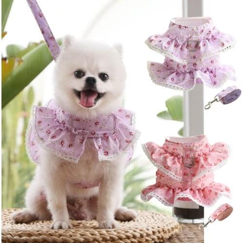 Pet Leash Printing Breathable Polyester Adjustable Dog Harness for Puppy