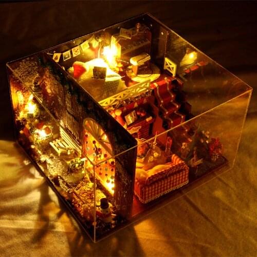 Christmas Gift Diy Doll House Furniture Diy Miniature 3D Wooden Miniaturas Dollhouse Toys for Children Birthday Gifts