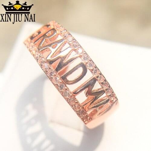 Hand-carved Mothers Day Gift 2-colour 925 Silver Grandma Hollow Ring Original Wedding Jewelry Festive anniversary love ring