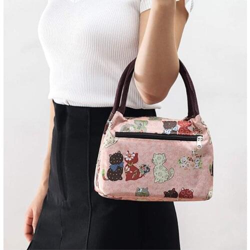 Cat Flamingo Lunch Bag Tote Bag for Women Wide Open Insulated Water-Resistant Thermal LeakProof Aluminum foil keep warm Outdoor