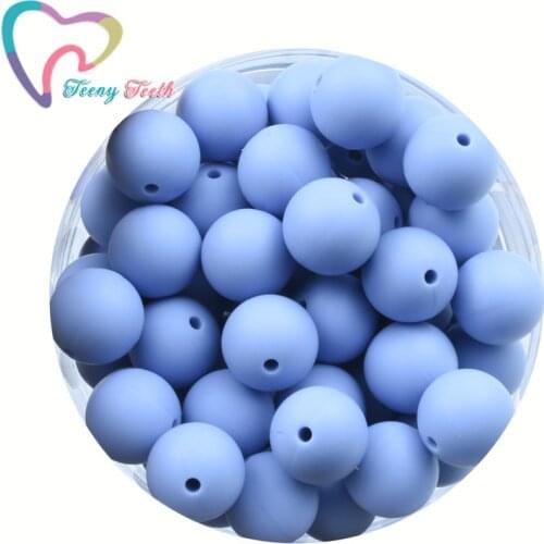 Teeny Teeth 100 PCS Power Blue Round 9-19 MM Silicone Beads Baby Teething Beads Nursing Chewing Round Silicone Perles Ball Beads