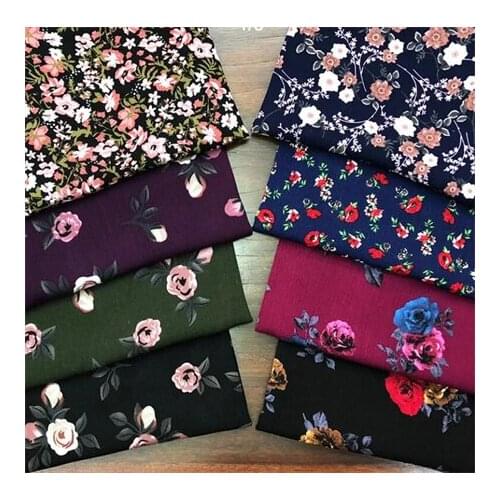 Rayon fabric dark floral printed fabric dress fabricLFCK080056