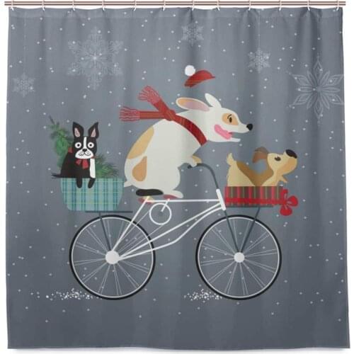 Bathroom Shower Curtain Bicycle Animals Waterproof Artistic Polyester Fabric