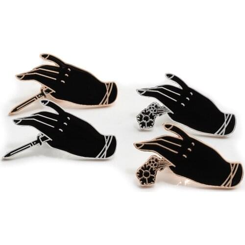 Gothic Brooch Witch Hand Flower Sword Enamel Pins Punk Badge Women Jackets Shirt Metal Button Lapel Pin Jewelry Gift for Friends