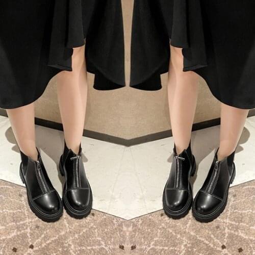 Womens shoes fashion thick soled boots womens short boots round head luxury designer zipper rock ankle womens winter boots