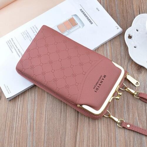 Womens Wallet PU Leather Zipper Card Holder Female Wallet Coin Purses Mobile Phone Money Bag Clutch Shoulder Bag Handbag Pocket