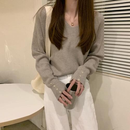 Woman Sweaters Pullover Autumn Winter Gentle V-neck Sweater Outer Wear Loose Sweater Inner Wear Blouse Femme Chandails