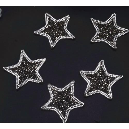Star 6.5cm Badge rhinestone beaded sequins patches embroidered sew on patch applique patches for clothes parches para la ropa