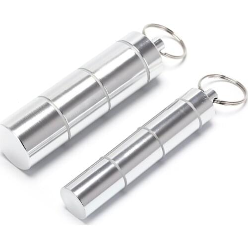 1PCS WaterProof Medicines Pillbox Aluminum Drug Pill Cases Bottle Holder Container For Worldwide Keychain Pill Box