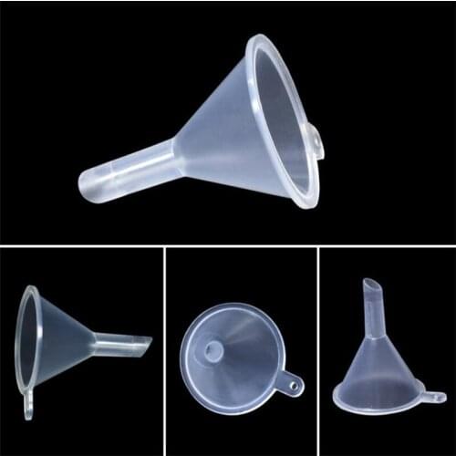 10pcs Small Clear Plastic PP Mini Funnels Packaging Travel Tools for Empty Bottle Filling Perfumes Essential Oils Aromatherapy