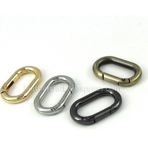 1x Metal Oval Ring Snap Hook Spring Gate Trigger Clasps Clips for Leather Craft Belt Strap Webbing Keychain Hooks