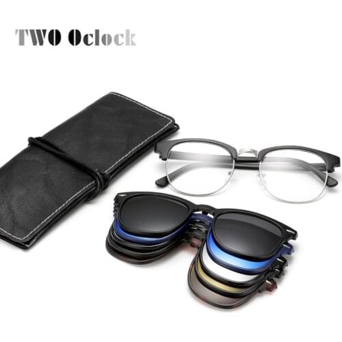5 In 1 Magnetic Sunglass Clip On Glasses Men Women Ultra-light TR90 Polarized UV400 Prescription Optic Glasses Frame 6pcs/1set