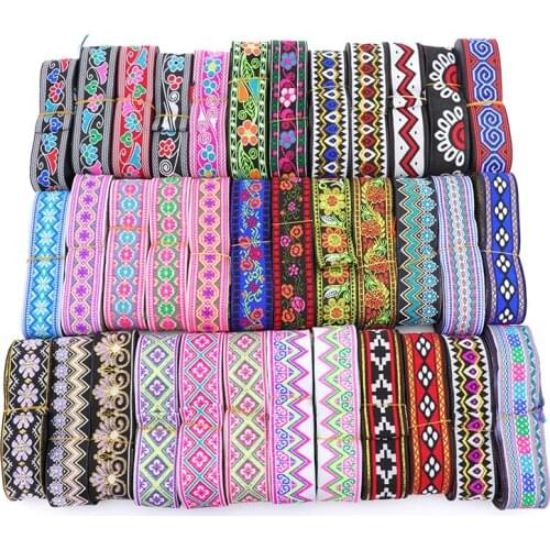 5yards cross stitch embroidery jacquard webbing lace trim 3.3cm dress collar ribbon tape ethnic tribal nepal thai india boho DIY