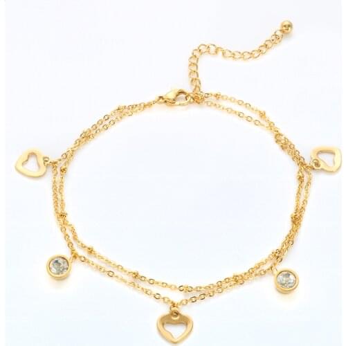 Trendy Heart Pendant Chain Anklets For Women Summer Beach Foot Jewelry Leg Chain Ankle Bracelet Stainless Steel Accessories