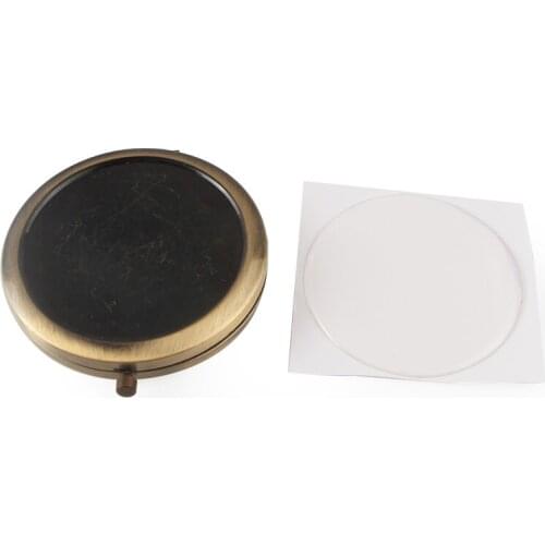Bronze Color Compact Mirror Case with 58 mm Epoxy Sticker