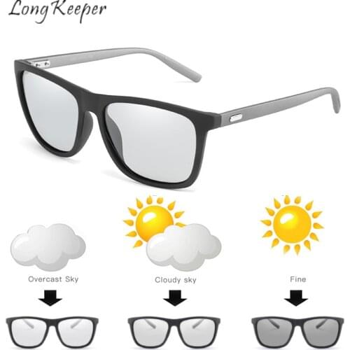 Long Keeper Photochromic Polarized Sunglasses Woman Men Sun Glasses Square PC Frame Eyeglasses Eyewear Googles UV400 Gafas