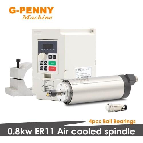 0.8kw ER11 Air cooled spindle motor Diameter 65mm 4pcs ball bearings & 1.5kw QL Inverter VFD & 65mm Aluminium Bracket