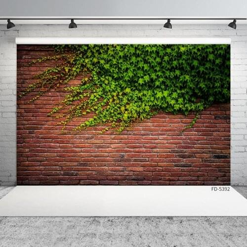 Brick Wall Green Plant Photo Backdrop Vinyl Cloth Background Photography Props for Baby Children Portrait Pets Toy Photophone