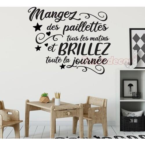 French Vinyl Stickers Mangez Des Paillettes Cuisine Wall Art Decal Kitchen Home Decor Mural Wallpaper House Decoration Poster