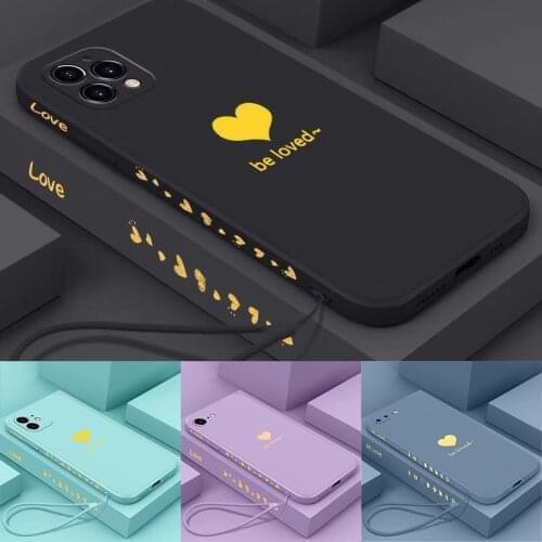 Smooth Heart Hand Strap Soft Silicone Case For iphone 12 pro max TPU Cover For apple iphone 11 7 Plus 8 6 6s X XS Max XR Fundas